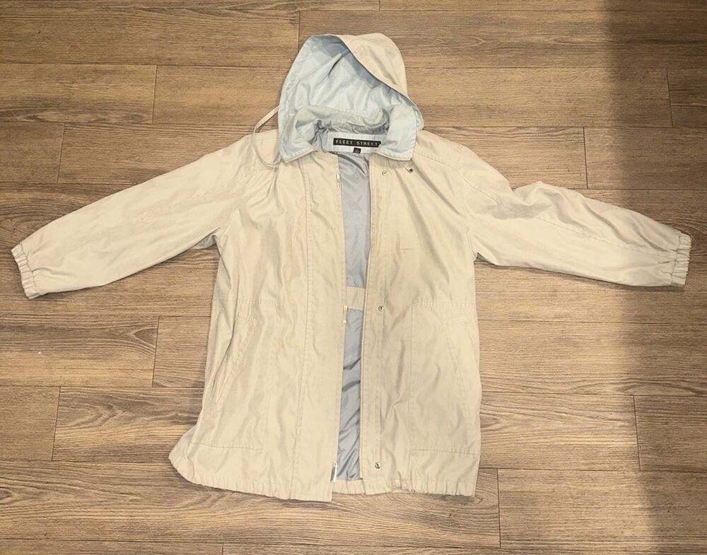 London Harbor by Fleet Street Gray Hooded Water Resistant Lightweight Raincoat L